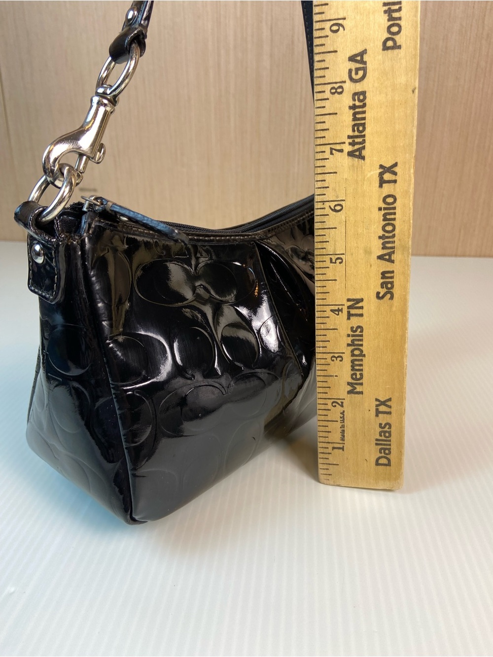 Coach Black Patent Leather Shoulder Bag - Picture 8 of 15